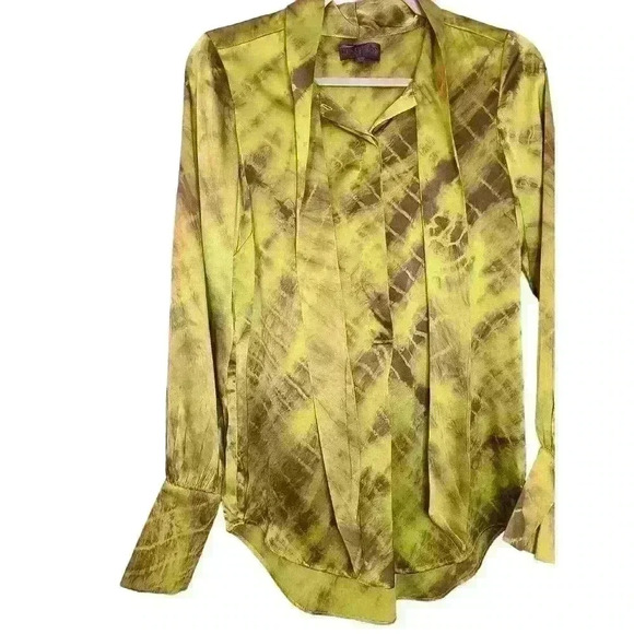 Hale Bob Tie Neck Button Down Blouse Size XS - Picture 3 of 7